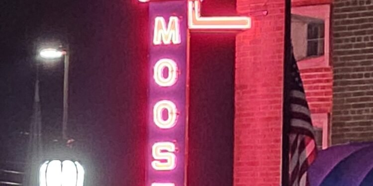Moose re-lights historical sign