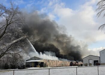 Firefighters battle massive blaze at Budge Industries warehouse