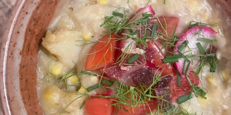 Enjoy this soup made with fresh sweet corn