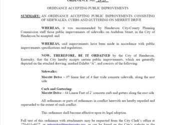 PUBLIC NOTICE: City commission accepts public improvements at Merritt Drive