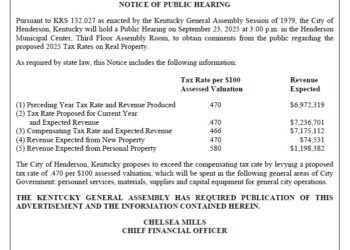 PUBLIC NOTICE: City of Henderson to hold public hearing on real property tax rates at 3 p.m., Sept. 23