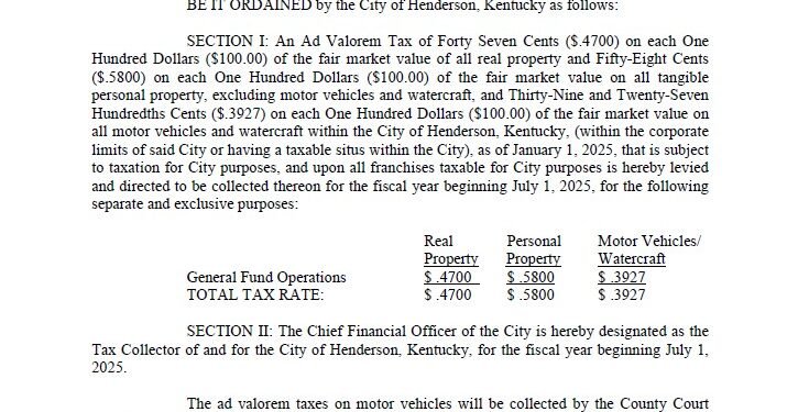 PUBLIC NOTICE: City commission approves real property and personal property tax rates