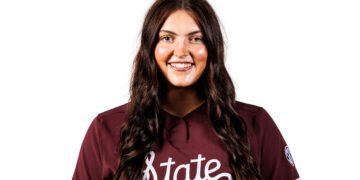 Mississippi State Outfielder Taylor Troutman (#41) during 2025-2026 Softball Production Day at the Holliman Athletic Center at Mississippi State University in Starkville, MS. Photo By Mike Mattina