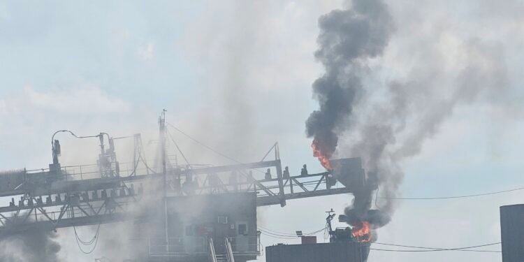 Fire breaks out at grain elevator equipment of South Main Street company