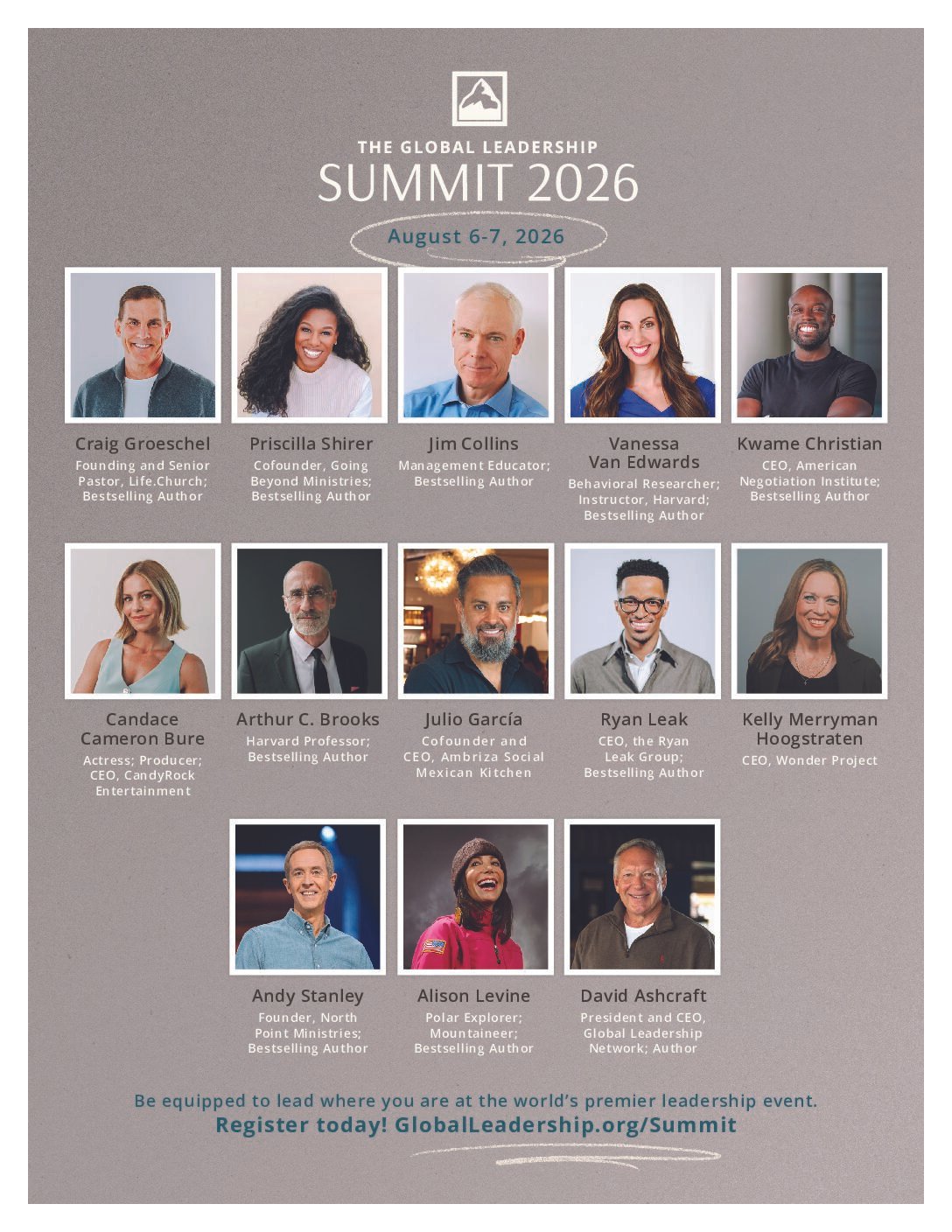 Global Leadership Summit for anyone moving toward leadership