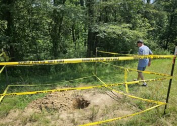 Property owner is trying to figure out how to fix core hole that is leaking methane