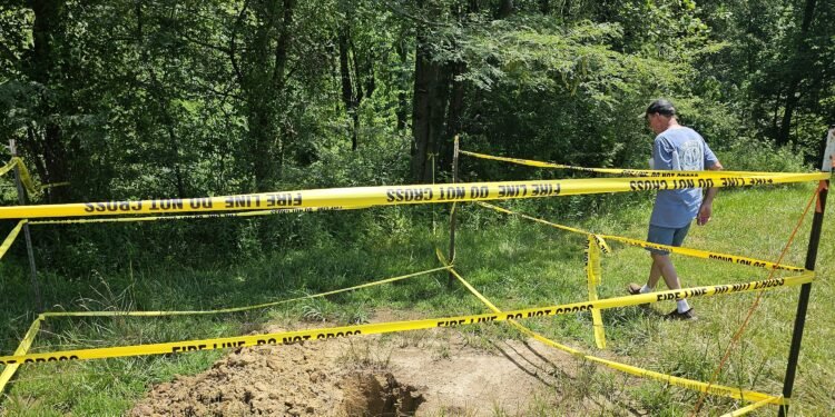 Property owner is trying to figure out how to fix core hole that is leaking methane